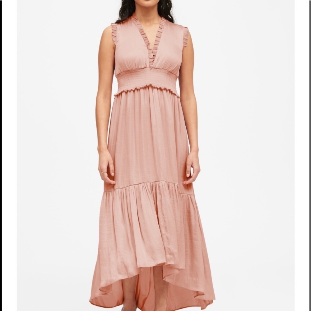 Banana Republic Soft Satin Maxi Dress Blush Pink